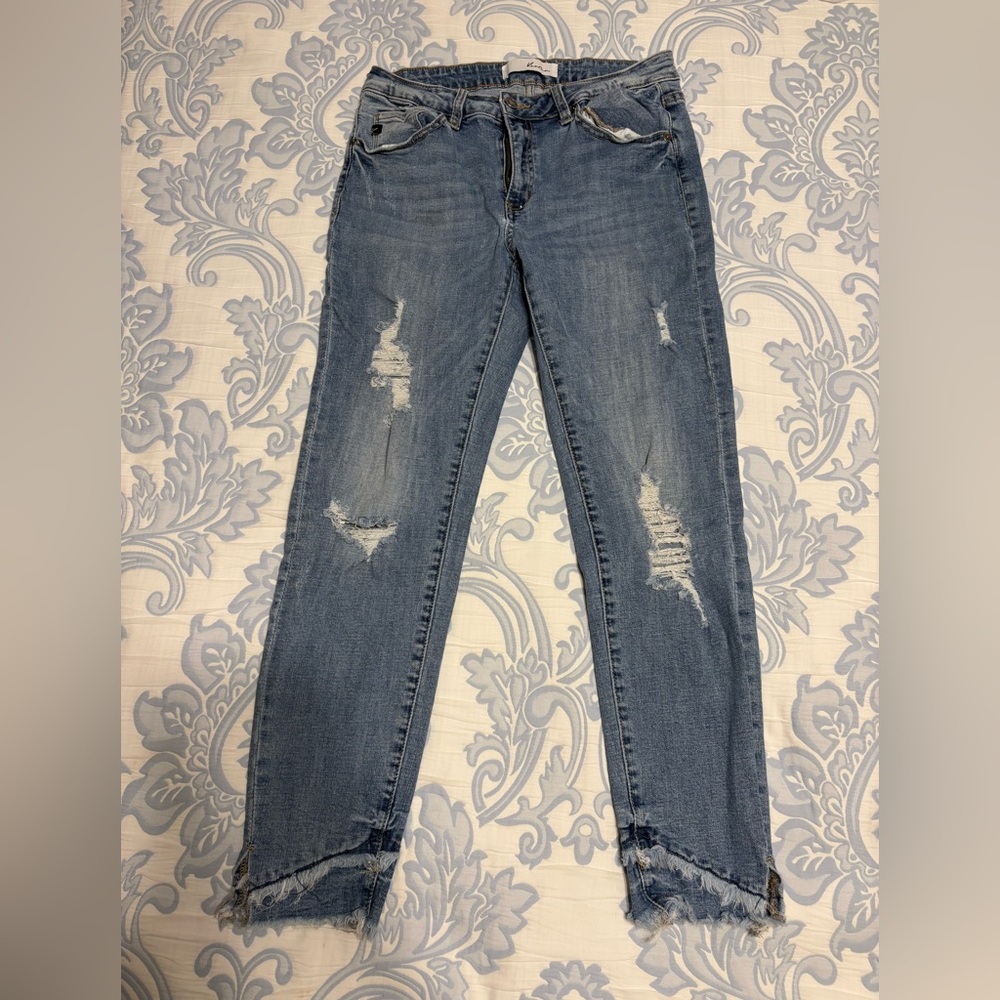 KanCan Light Blue Distressed Straight Leg Jeans